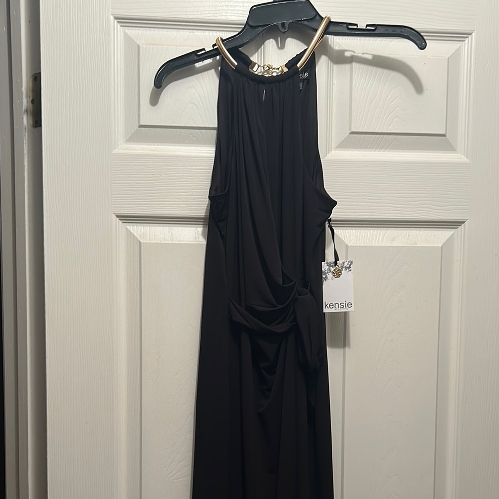 Black Cocktail Dress with Gold Detail
